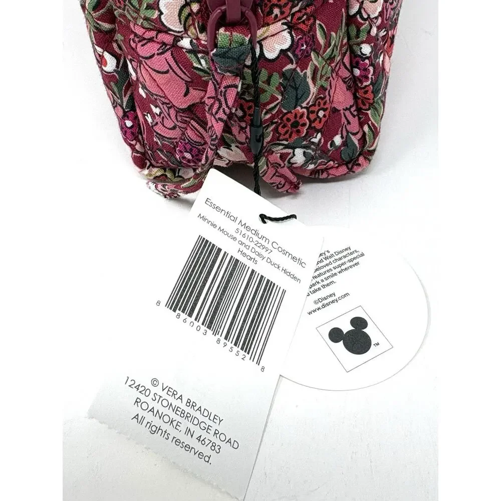 Vera Bradley Minnie Mouse Daisy Duck Makeup Essential Cosmetic Bag Hidden Hearts